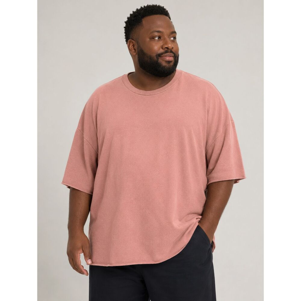 Mens Fashion Nova Rose Pink Oversized Short Sleeve Crewneck Tee size 3XL